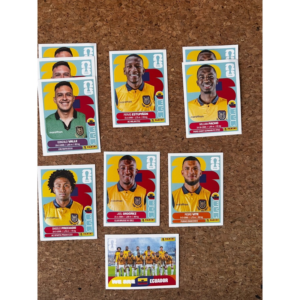 Panini FIFA World Cup 2026 Ecuador Sticker Lot Estupinan Pacho Valle ECU 3-13